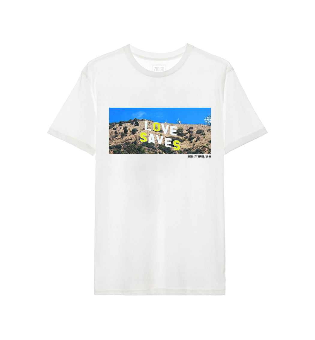 Love Saves City Series LA 01 White Organic Cotton T-shirt